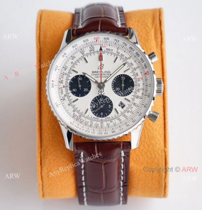 Swiss Grade 1 Breitling Navitimer White Panda Dial Watch Valjoux 7750 Movement